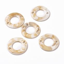 BurlyWood Acrylic Connector Charms, Imitation Gemstone, Ring, BurlyWood, 34x2.5mm, Hole: 3.8mm, about 290pcs/500g