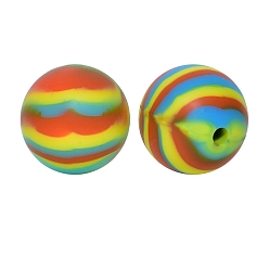 Коралловый Круглые бусины из пищевого силикона с полосатым принтом, коралл, 15 мм