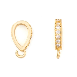 Настоящее золото 18K Ионное покрытие (ip) латунь микро паве прозрачные подвески из кубического циркония, без кадмия, без никеля и без свинца, слеза, реальный 18 k позолоченный, 16.5x8.5x3 мм, отверстие : 2 мм