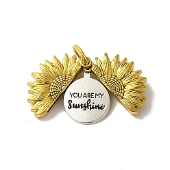 Античное Золото Подвески из сплава в тибетском стиле , с целью перехода в кольце, без кадмия и без свинца, цветок, античное золото , 29x28x5.5 мм