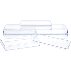 Прозрачный Ящик для хранения контейнеров из полистирола, с крышками, прямоугольные, прозрачные, 21.3x14.8x4 см, Внутренний размер: 20.6x14.3 см