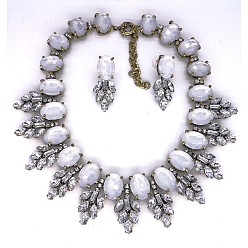 Кристалл Сплава горный хрусталь комплектов ювелирных изделий, включают серьги и ожерелья, овальные, кристалл, 430 мм