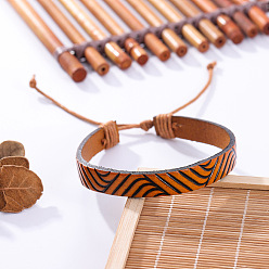 Шоколадный Браслеты из искусственной кожи с этническим принтом, плетеные из шнура., регулируемые браслеты для женщин мужчин, цвет шоколада, 7.28 дюйм (18.5 см)