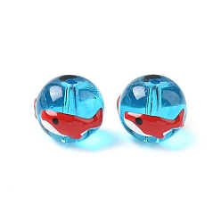 (123L) Белый крем непрозрачный блеск Бусины из эмали ручной работы на морскую тематику, тур с китом, огнеупорный кирпич, 12x11 мм, отверстие : 1.4 мм