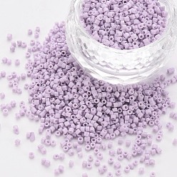 Flieder Glaszylinderperlen, Perlen, Backen Farbe, Rundloch, Flieder, 1.5~2x1~2 mm, Bohrung: 0.8 mm, ca. 45000 Stk. / Beutel, ungefähr 1Pfund/Beutel