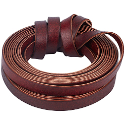 Coconut Brown 5M Cowhide Cords, Flat, with 1Pc Organza Gift Bags, Coconut Brown, 10x1.5mm, about 5.47 Yards(5m)/Set
