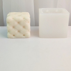 White Rhombus-shaped Cube Candle Food Grade Silicone Molds, for Scented Candle Making, White, 77x77x65mm, Inner Diameter: 62x62x60mm