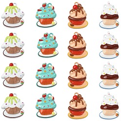 Mixed Color 16Pcs 4 Styles Zinc Alloy Pendants, Cake, Baking Paint, Mixed Color, 16.5~18x13~15x5~5.5mm, Hole: 1.2mm, 4pcs/style