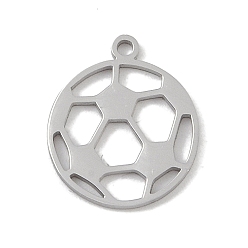 Нержавеющая Сталь Цвет Не тускнеющие 304 подвески из нержавеющей стали, лазерная резка, полый футбольный шарм, цвет нержавеющей стали, 14.5x12.5x1 мм, отверстие : 1 мм