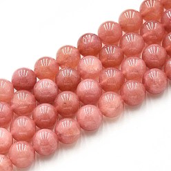 Темный Лосось Природного кварца нитей бисера, окрашенные, круглые, имитация солнечного камня, темный лосось, 8~8.5 мм, отверстие : 0.9~1 мм, около 45~47 шт / нитка, 14.96~15.35 дюйм (38~39 см)