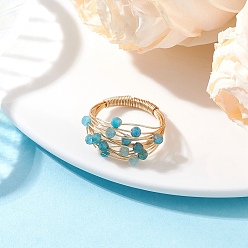 Апатит Перстни из натурального апатита, экологичный медный провод, 13.5~15 мм, внутренний диаметр: 18 мм