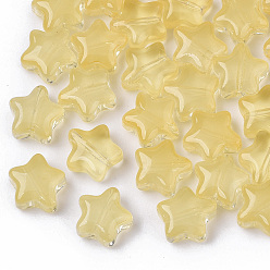 Шампанско-Желтый Прозрачные брызги, окрашенные распылением, звезда, имитация желе, шампанское желтый, 8x8x4 мм, отверстие : 0.8~1 мм