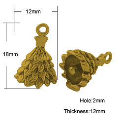 Античное Золото Сплавочные подвески тибетского стиля, без кадмия, без никеля и без свинца, рождественская елка, на Рождество, античное золото , 18x12x12 мм, отверстие : 2 мм
