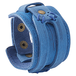 Стально-синий Браслеты из коровьей кожи для женщин и мужчин, с железными застежками, стальной синий, 9-7/8x1-3/4x3/8 дюйм (25.1x4.5x0.95 см)