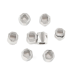 Real Platinum Plated SHEGRACE Brass Beads, Cube, Faceted, Cadmium Free & Nickel Free & Lead Free, Real Platinum Plated, 2.5x2.5x2.5mm, Hole: 1x1mm