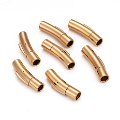 Golden Tube 304 Stainless Steel Bayonet Clasps, Ion Plating (IP), Jewelry Findings, Golden, 28x7mm, Hole: 5mm