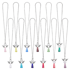 (52) Непрозрачная лаванда 12 шт 12 цвета ангел сплав и стекло подвеска украшение, с железной кабельных цепей, для автомобильных подвесных украшений, разноцветные, 185 мм, 1 шт / цвет