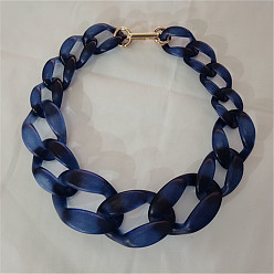 Прусский Синий Женские ожерелья из матового акрила с массивной витой цепочкой, с металлическими застежками, золотые, берлинская лазурь, 19.69 дюйм (50 см)