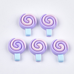 Flieder Decoden-Cabochons aus Harz, Imitation Lebensmittel, Lutscher, Flieder, 20x15x5.5 mm