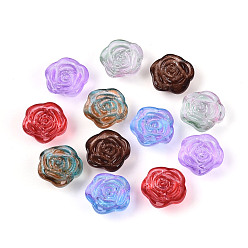 (52) Непрозрачная лаванда Прозрачные стеклянные бусины для выпечки, цветок розы, разноцветные, 14x14.5x7 мм, отверстие : 1.3~1.4 мм