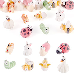 (52) Непрозрачная лаванда 16 шт. 8 стили подвески из флокированной смолы, с петлей, cmешанных животных, разноцветные, 18~29.5x9~23x8~24 мм, отверстие : 1.8~2.5 мм, 2 шт / стиль