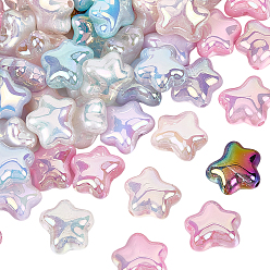 (52) Непрозрачная лаванда 50 шт. непрозрачных акриловых бусин с УФ-покрытием, радужный, звезда, с блеском порошок, разноцветные, 18.6x20x11 мм, отверстие : 3 мм