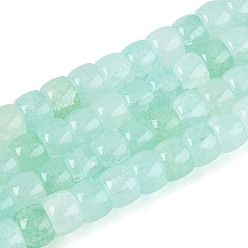 Светло-голубой Выпечки нарисованные потрескивание стеклянные бусины пряди, баррель, светло-голубой, 8~9x6~6.5 мм, отверстие : 1~1.2 мм, около 125~128 шт / нитка, 30.91~31.50 дюйм (78.5~80 см)