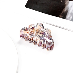 Серо-розавый Заколки для волос с когтями из ацетата целлюлозы (смола), со стразами, увядшая роза, 79x40 мм