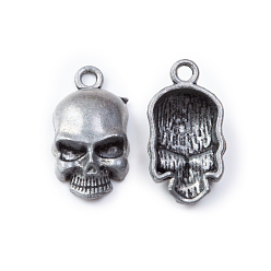 Other Color Tibetan Style Alloy Pendants, Skull, Other Color, 19x10x5mm