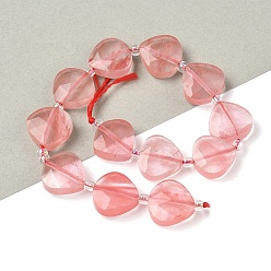 Вишневый Кварц Вишневого кварца стеклянные бусы пряди, слеза, граненые, с бисером, 12x12x5~6 мм, отверстие : 1 мм, около 12 шт / нитка, 6.69'' (17 см)