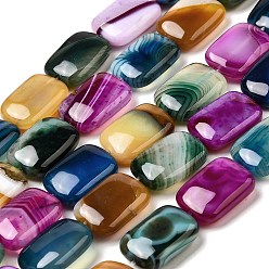 (52) Непрозрачная лаванда Натуральные полосатые агатовые / полосатые агатовые бусинки, окрашенная и подогревом, прямоугольные, разноцветные, 18~18.5x13~13.5x5~6 мм, отверстие : 1.5 мм, около 22 шт / нитка, 15.63'' (39.7 см)