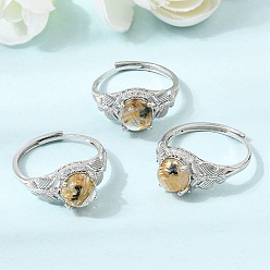 Cuarzo Rutilado Micro latón allanar anillos zirconia cúbico, redondo con la mariposa, con cuarzo rutilado de oro natural, Platino, plano y redondo: 8x8 mm, tamaño de EE. UU. 7 1/4 (17.5 mm)