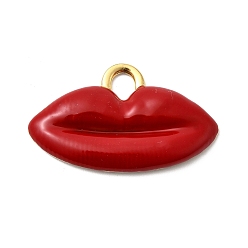 Настоящее золото 18K 304 нержавеющей стальной эмали подвески, дизайн губы, ионное покрытие (ip), реальный 18 k позолоченный, 20.5x34x3.5 мм, отверстие : 5.5x4.3 мм