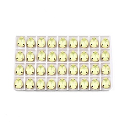 Нарцисс Aurora(jm) пришиваем горный хрусталь, граненый стеклянный горный хрусталь, многожильных ссылки, с латунной оправой золотистого цвета, слеза, бледно-желтый цвет, 14x10x8 мм, отверстие : 1 мм