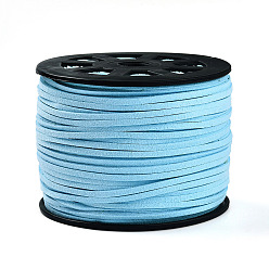 Светло-Голубой Замша Faux шнуры, искусственная замшевая кружева, Небесно-голубой, 1/8 дюйм (3 мм) x 1.5 мм, около 100 ярдов / рулон (91.44 м / рулон), 300 фут / рулон