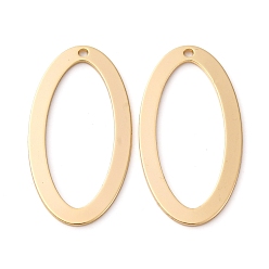 Настоящее золото 18K Латунные подвески, без кадмия, без никеля и без свинца, овальные, полый, реальный 18 k позолоченный, 32.5x17x1 мм, отверстие : 1.4 мм