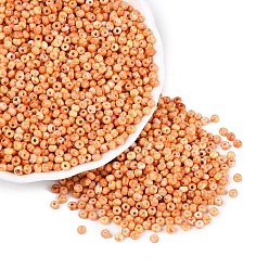 Orange Picasso Glass Seed Beads, Round Hole, Rondelle, Orange, 3~3.5x2~2.5mm, Hole: 0.9~1mm, about 12855pcs/pound