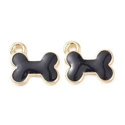 Черный Подвески из эмали из костяного сплава, золотой свет, чёрные, 11.8x12.8x2.2 мм, отверстие : 1.5 мм