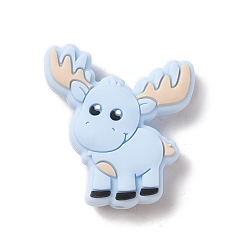 Светло-Голубой Силиконовые фокусные шарики, олень, Небесно-голубой, 32x29x9.5 мм, отверстие : 3 мм