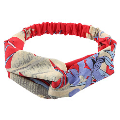 Красный Повязки на голову из ткани с цветочным принтом в стиле бохо, аксессуары для волос с эластичной оберткой для девочек и женщин, красные, 260x67 мм