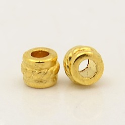 Золотой Тибетском стиле сплав Шарики прокладки, колонка, золотые, свинец и кадмий бесплатно, 5x4 мм, отверстие : 2.2 мм