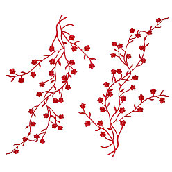 Красный Аппликации в форме цветков сливы, нитки для вышивания пришиваем клей-расплав одеяла заплатки из ткани, аксессуары для костюма, красные, 460x145x1 мм