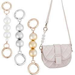 Mixed Color 3Pcs 3 Style Beaded Chain Bag Strap Extender, with Alloy Spring Gate Ring, Mixed Color, 122~130mm, 1pc/style