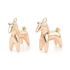 Настоящее золото 18K Латунные подвески, лошади прелести, реальный 18 k позолоченный, 22x19x7.5 мм, отверстие : 1.4~1.6 мм
