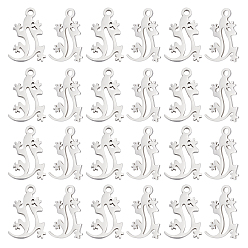 Stainless Steel Color 201 Stainless Steel Hollow Pendants, Lizard, Stainless Steel Color, 16x10.5x1mm, Hole: 1.5mm, 40pcs/box