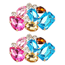 Разноцветный Пряжка для обуви из акрила и сплава, украшение обуви, капля, прямоугольник и овал, красочный, 39x62x9 мм