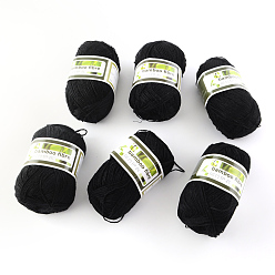 Черный Мягкие детские нити, с бамбукового волокна и шелка, чёрные, 1 мм, около 140 м / рулон, 50 г / рулон, 6 рулонов / коробке