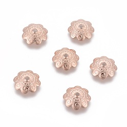 Розовое Золото 201 из нержавеющей стали шарик крышки, цветок, мульти-лепесток, розовое золото , 11x3 мм, отверстие : 1.2 мм