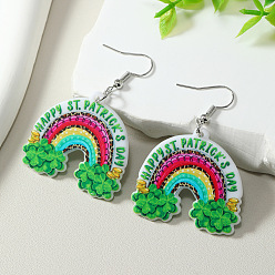 Радуга Акриловые серьги болтаться, платина, радуга, 56x35 мм