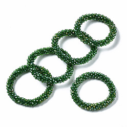 Green Faceted Transparent Glass Beads Stretch Bracelets, Rainbow Plated, Rondelle, Green, Inner Diameter: 2 inch(5cm)